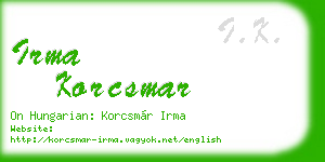 irma korcsmar business card
